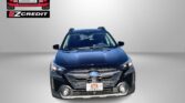 Front view of a blue Subaru SUV with Easton Motors logo in the top left and 'APPLY, ARRIVE & DRIVE!' tagline at the bottom.