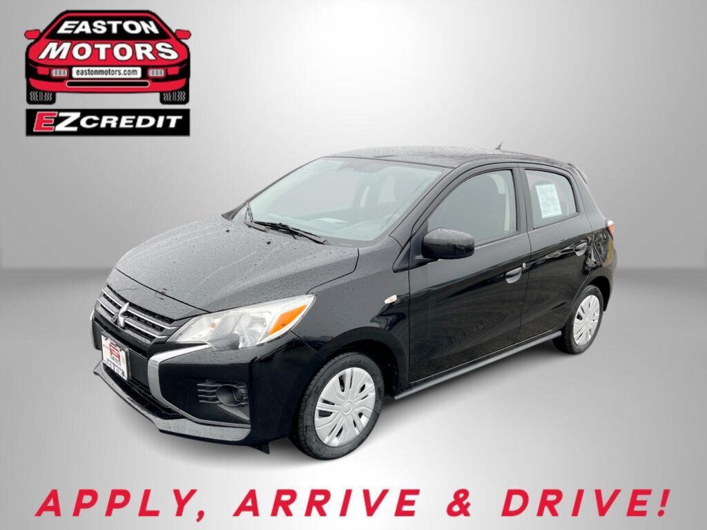 Red car with windshield wipers in a showroom, Easton Motors logo in top-left corner, and 'APPLY, ARRIVE & DRIVE!' text at bottom edge next to the car.