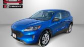 Blue compact SUV in a studio setting with Easton Motors logo on the left and 'APPLY, ARRIVE & DRIVE!' slogan at the bottom.