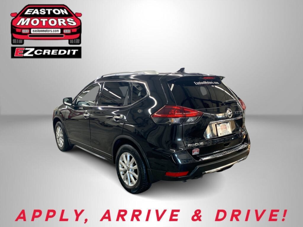 Black SUV shown in a studio setting with Easton Motors branding in the upper left and the red slogan “APPLY, ARRIVE & DRIVE!” along the bottom.
