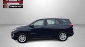 Side view of a dark blue Chevrolet Equinox SUV against a gray backdrop with Easton Motors logo in the top-left corner and the slogan 'APPLY, ARRIVE & DRIVE!' in red at the bottom