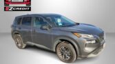 Dark gray SUV in front of a gray backdrop with the EZ Credit logo and the slogan 'APPLY, ARRIVE & DRIVE!' at the bottom.