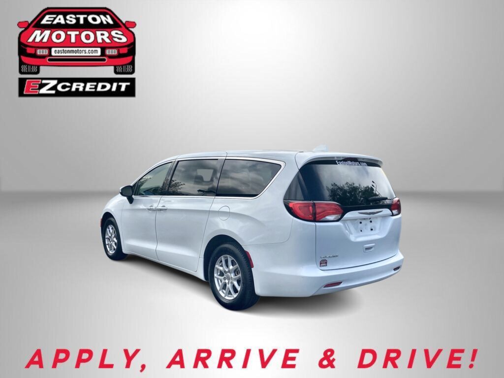 Easton Motors logo in the top-left with a white SUV on a gray backdrop and the slogan 'Apply, Arrive & Drive' at the bottom.