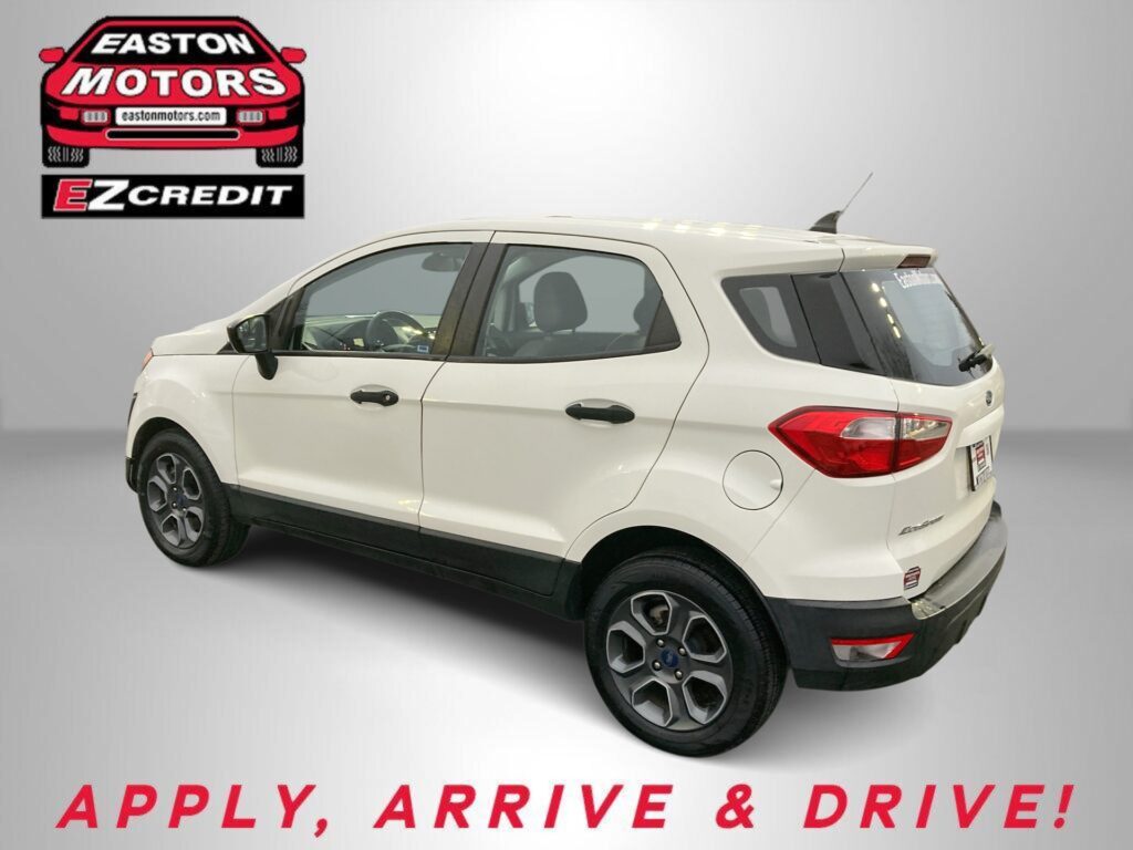 White SUV displayed against a gray gradient backdrop with an Easton Motors logo in the top left and the slogan 'Apply, Arrive & Drive!' in red text beneath.