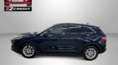 Side view of a dark blue SUV with Easton Motors logo in the upper left and the slogan 'APPLY, ARRIVE & DRIVE' at the bottom.