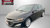 Black Chevrolet Malibu angled to the right with Easton Motors logo and EZ Credit text in the background; slogan 'Apply, Arrive & Drive' at bottom.